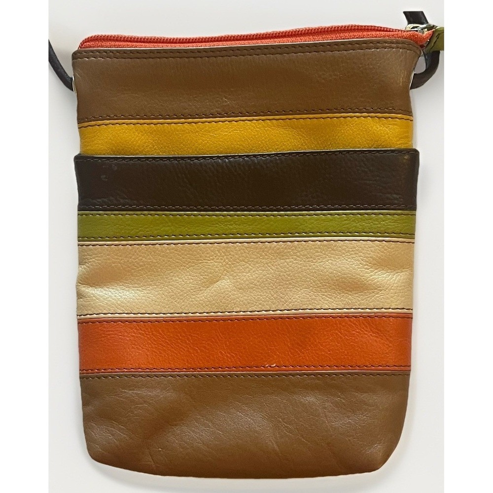 ILI New York Leather Crossbody Organizer‎ Purse Multicolor Patchwork Boho